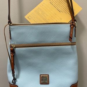 Dooney & Bourke leather Purse (NEW) lite blue, with side body strap